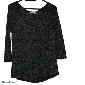 Reitmans metallic charcoal long sleeve  sweater blouse Sz SP
